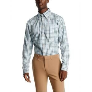 T. Harris Shirt Blue White Grey‎ Striped Button Down Collared Casual Classic M